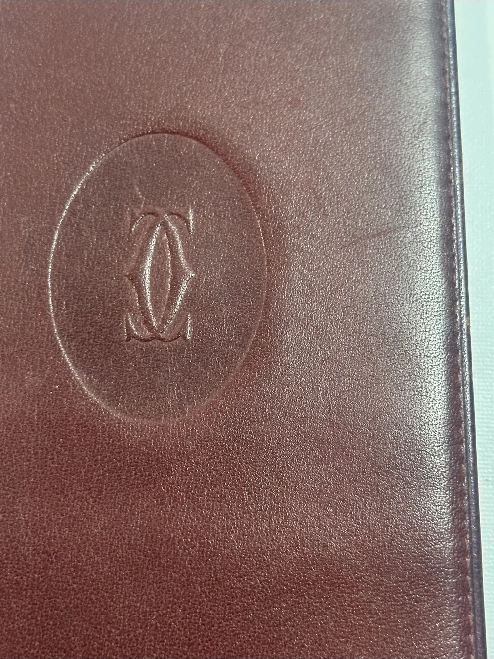 Vintage Must de Cartier Bordeaux Leather Long Walle Gold Corner
